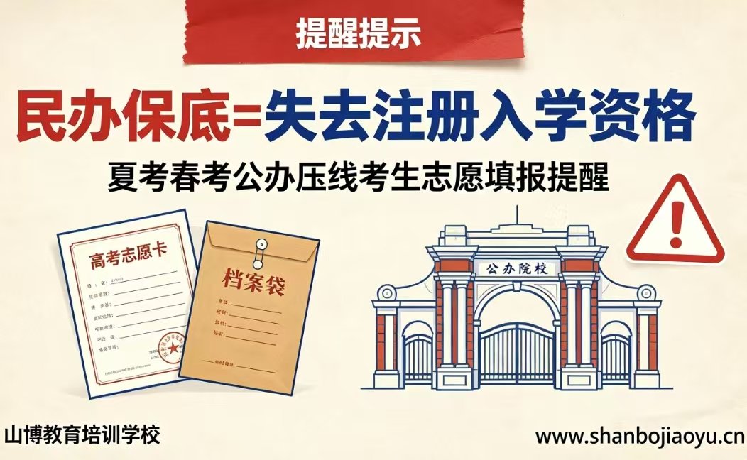 山东春考 / 夏考公办专科压线考生注意!别用民办专科保底,小心错失注册入学公办机会